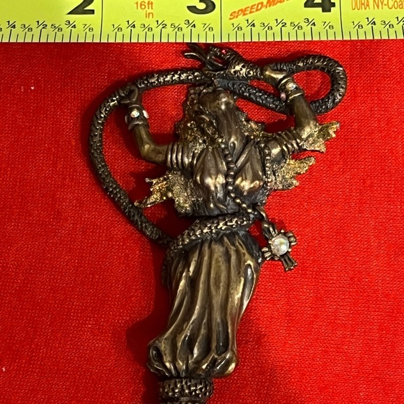 VINTAGE JJ JONETTE JEWELRY SHIMMERING SNAKE CHARMER WOMAN GODDESS JEWELED BROOCH - Picture 6 of 11